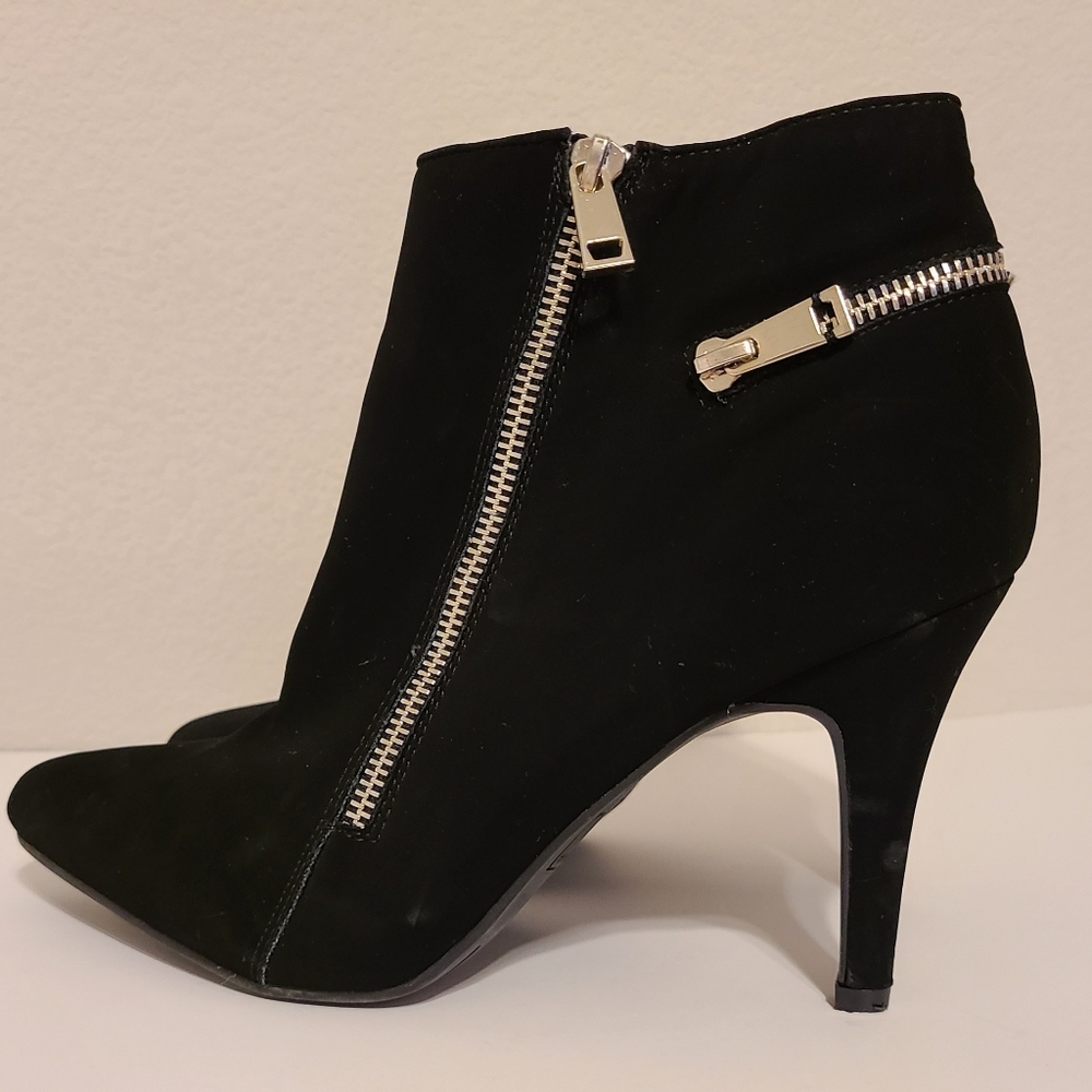 Black Ankle Boots with Silver Zippers
